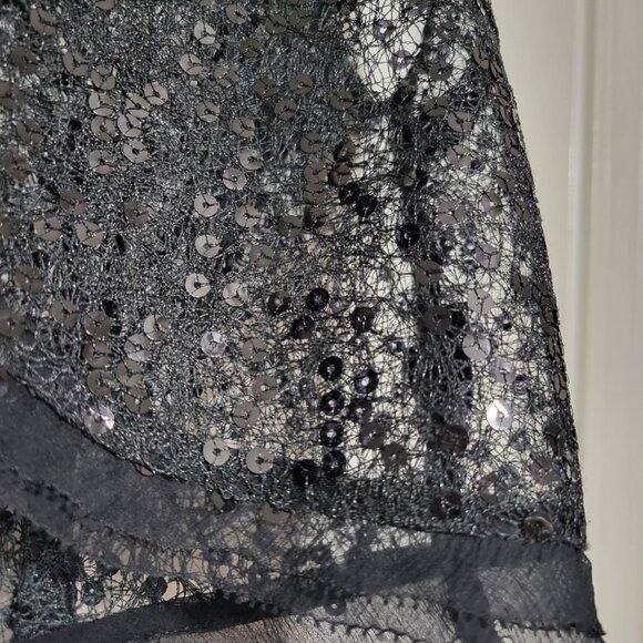 Till The End Black Sheer Sequin Embellished Short Sleeve Tie Front Bolero Shrug - Picture 7 of 12